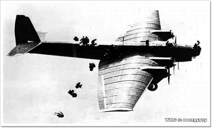 Soviet Paratroopers deploy from a Tupolev TB-3 in 1930.
