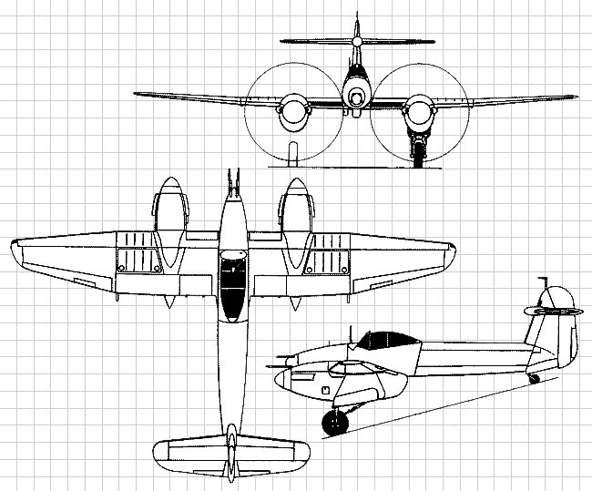 Westland Whirlwind 3-View Illustration.