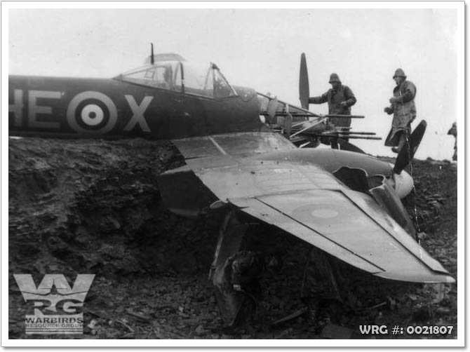 Westland Whirlwind/P6976/HE-X after being force landed 263 Squadron. Circa 1941 Fairwood Common, Wales UK.