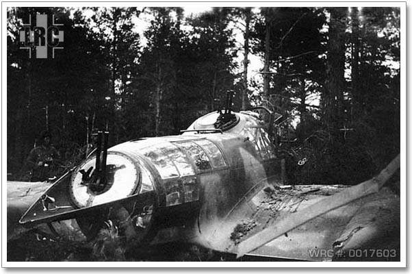 Crashed Fw 189. Note the two MG 81Z machine guns.