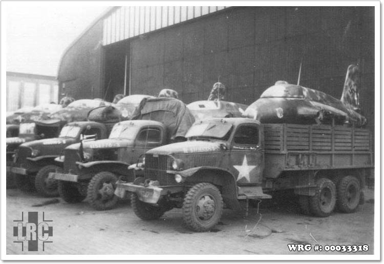 Captured Me 163s in U.S. Army trucks.