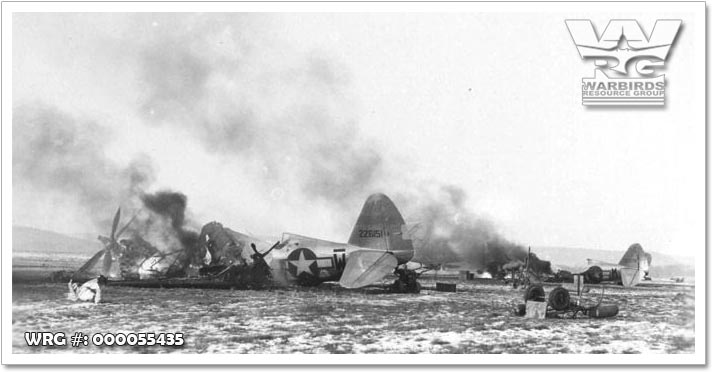 P-47 Thunderbolts destroyed at Y-34 Metz airfield during Operation Bodenplatte