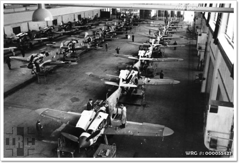 Messerschmitt Bf 109G production line.