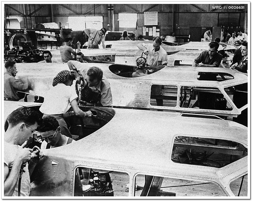 B-17 Flying Fortress cockpits being assembled